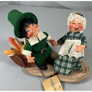 Annalee Dolls Pilgrim Couple Set Harvest Thanksgiving Basket Tag 3156